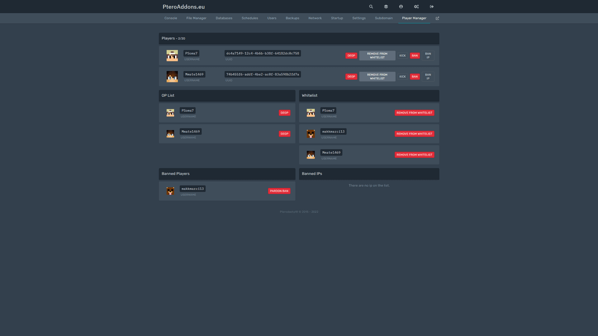 Pterodactyl [v1.x] Addon - Minecraft Player Manager v1.2